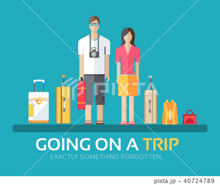 Journey vacation baggage in flat design background Journey vacation baggage in flat design background 40724789