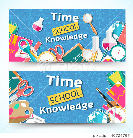 flat back to school horizontal banners concept. flat back to school horizontal banners concept. 40724797