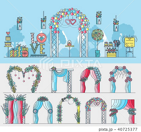 Set of chancels for wedding ceremony with flowers Set of chancels for wedding ceremony with flowers 40725377