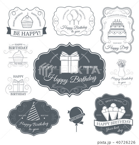 Happy birthday set label template of emblem Happy birthday set label template of emblem 40726226