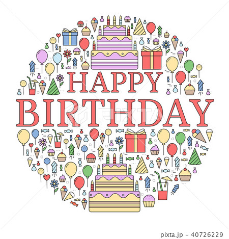 Flat happy Birthday festive background Flat happy Birthday festive background 40726229