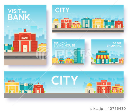 Building city information cards set. Architecture 40726430