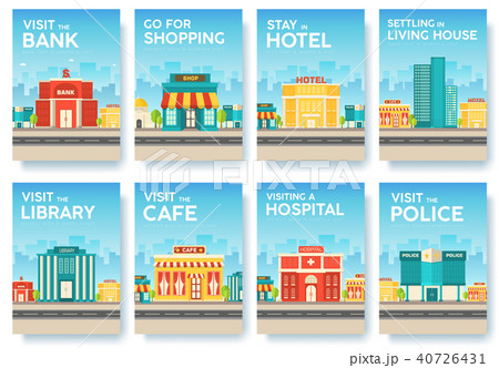 Building city information cards set. Architecture  40726431