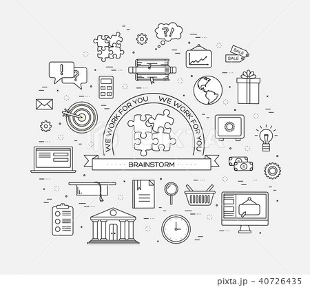 Business circle infographics thin lines template  40726435
