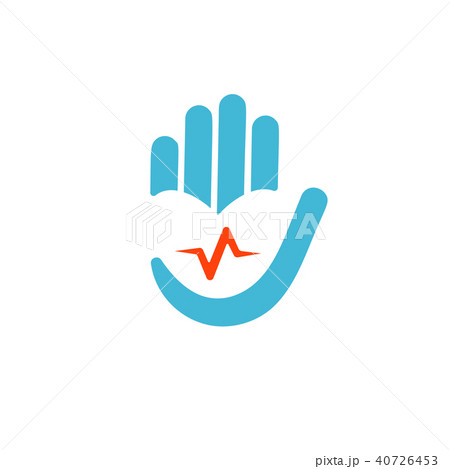 Helath care logo, heart in hand with pulse abstract vector icon. Medical charity concept symbol Helath care logo, heart in hand with pulse abstract vector icon. Medical charity concept symbol 40726453