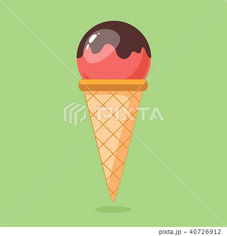 Ice-cream in wafer cone with chocolate, vector illustration isolated on background 40726912