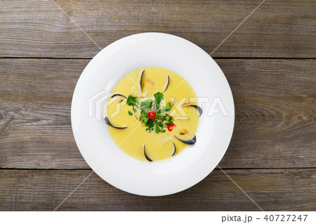 Mediterranean seafood cream soup with mussels Mediterranean seafood cream soup with mussels 40727247