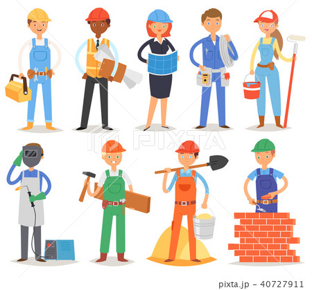 Builder vector constructor people character building construction for newbuild illustration set of 40727911