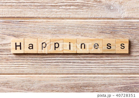 Happiness word written on wood block. Happiness word written on wood block. 40728351