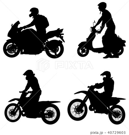 Set silhouettes Rider participates motocross 40729603