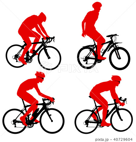 Set silhouette of a cyclist male  white background 40729604