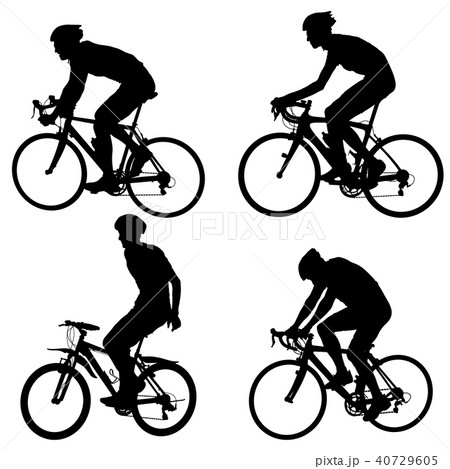 Set silhouette of a cyclist male white background 40729605