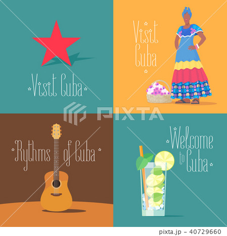 Set of vector illustrations with Cuban symbols Set of vector illustrations with Cuban symbols 40729660