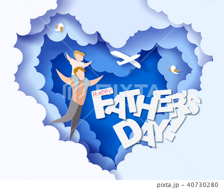Happy fathers day card. Paper cut style. 40730280