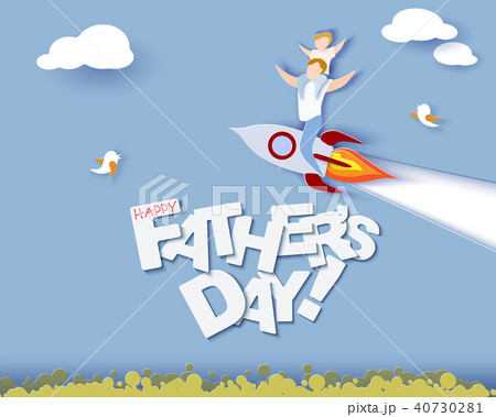 Happy fathers day card. Paper cut style. 40730281