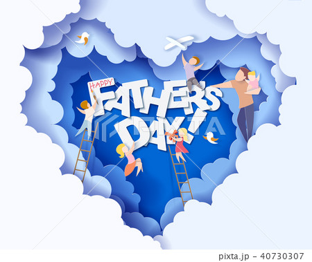 Happy fathers day card. Paper cut style. Happy fathers day card. Paper cut style. 40730307