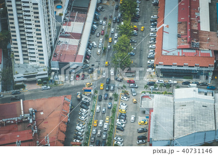 City traffic jam aerial - cars on street rush hour 40731146