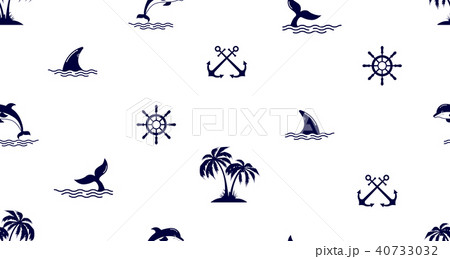 Seamless pattern with Dolphin fin,Anchor 40733032