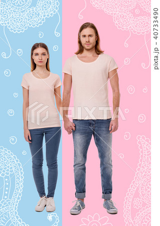 Loving couple holding hands while travelling together 40733490