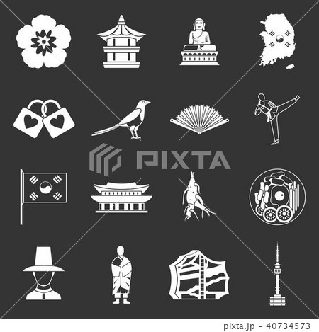 South Korea icons set grey vector South Korea icons set grey vector 40734573