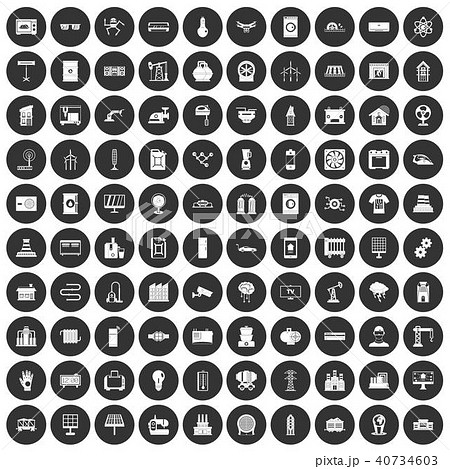 100 electrical engineering icons set black circle 40734603