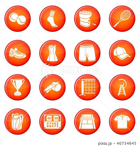 Tennis icons set red vector Tennis icons set red vector 40734645