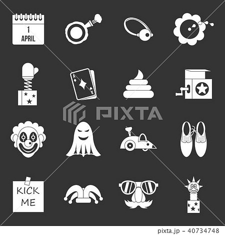April fools day icons set grey vector 40734748