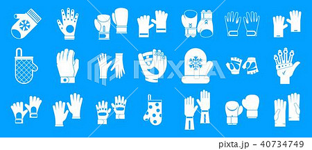Gloves icon blue set vector 40734749