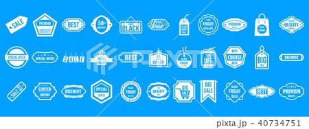 Sale badge icon blue set vector 40734751