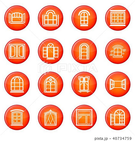 Window design icons set red vector Window design icons set red vector 40734759