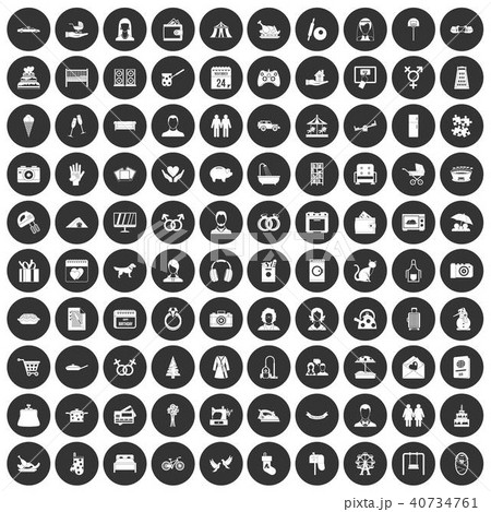 100 family icons set black circle 100 family icons set black circle 40734761
