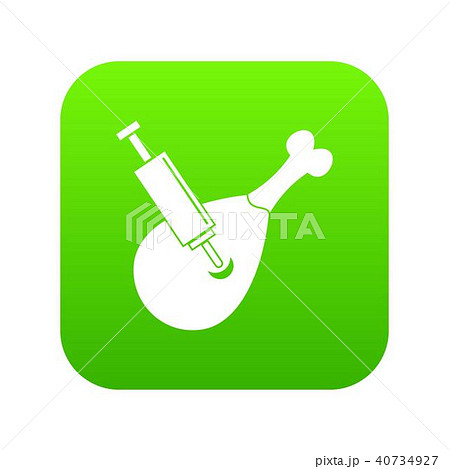 Syringe being injected to a piece of meat icon digital green Syringe being injected to a piece of meat icon digital green 40734927