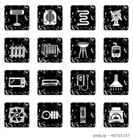 Heat Cool Air Flow Tools Icons Set Grunge Vectorのイラスト素材