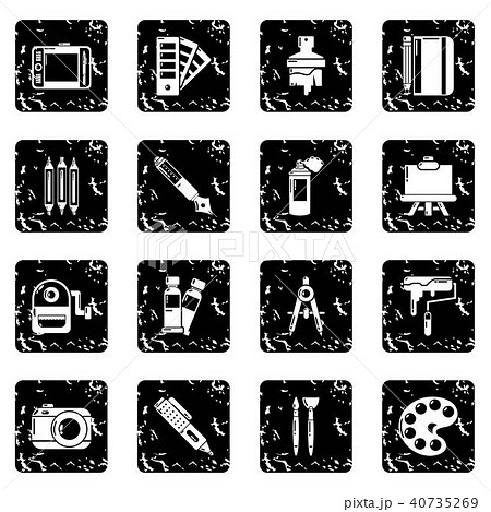 Design and drawing tools icons set grunge vector 40735269