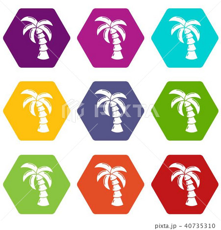 Palm icons set 9 vector 40735310