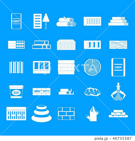 Construction materials icon blue set vector 40735387