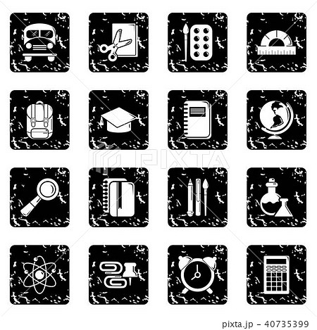 School education icons set grunge vector 40735399