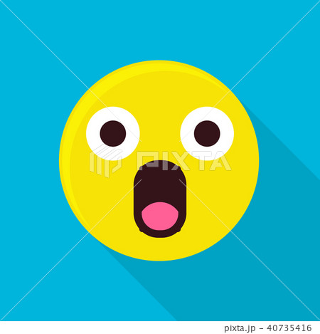 Surprised emoticon icon, flat style 40735416