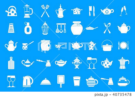 Crockery icon blue set vector 40735478