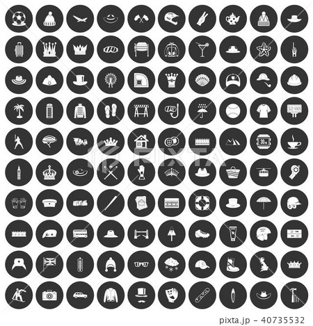 100 hat icons set black circle 40735532