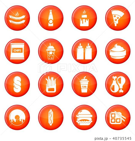 Fast food icons set red vector 40735545