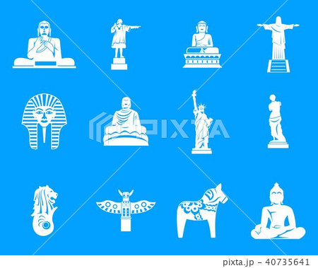 Statue icon blue set vector 40735641