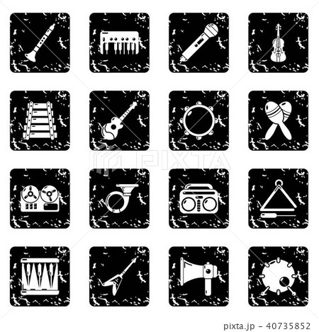 Musical instruments icons set grunge vector 40735852