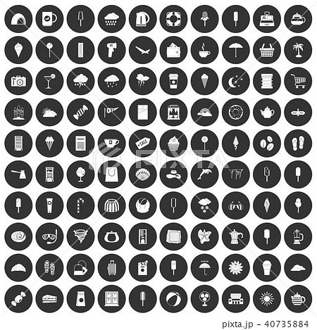100 ice cream icons set black circle 100 ice cream icons set black circle 40735884