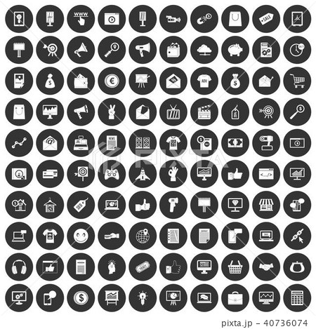 100 internet marketing icons set black circle 40736074