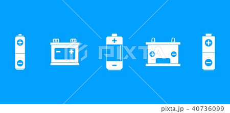 Battery icon blue set vector Battery icon blue set vector 40736099