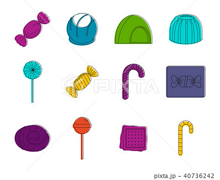 Candy icon set, color outline style 40736242