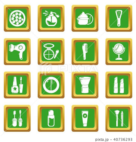 Cosmetics icons set green square vector Cosmetics icons set green square vector 40736293