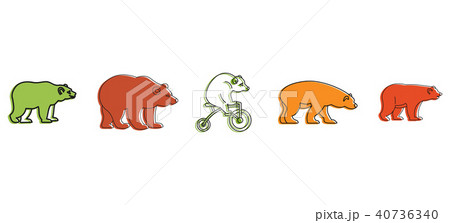 Bear icon set, color outline style 40736340
