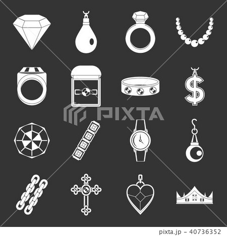 Jewelry items icons set grey vector Jewelry items icons set grey vector 40736352